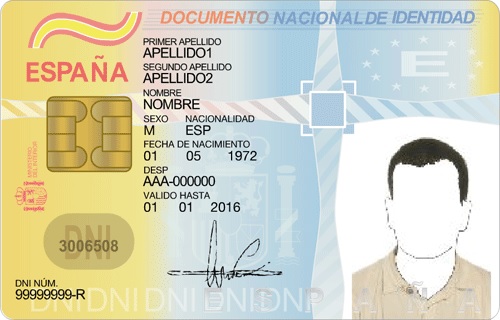 Пример удостоверения личности - DNI